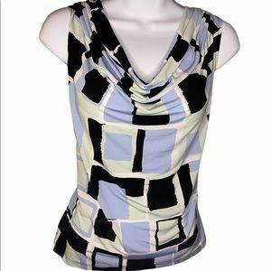 CALVIN KLEIN SLEEVELESS BLOUSE ABSTRACT PRINT TOP